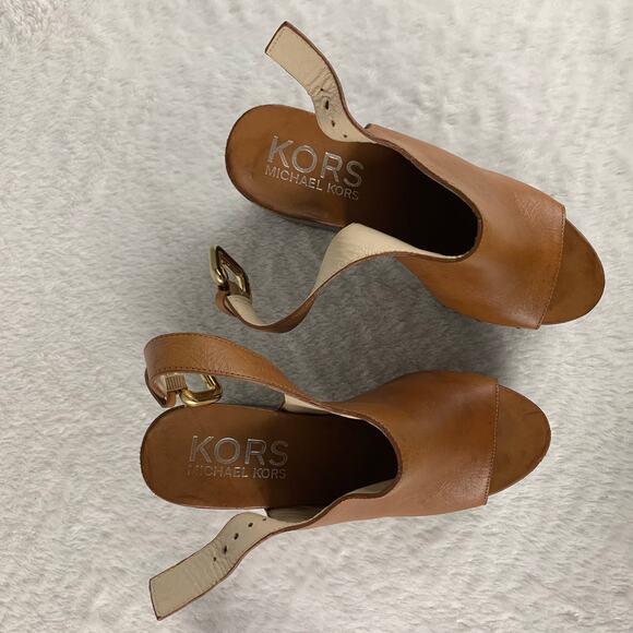 KORS Michael Kors Women's Leather Wedge Sandals Size 7.5 - Picture 9 of 10